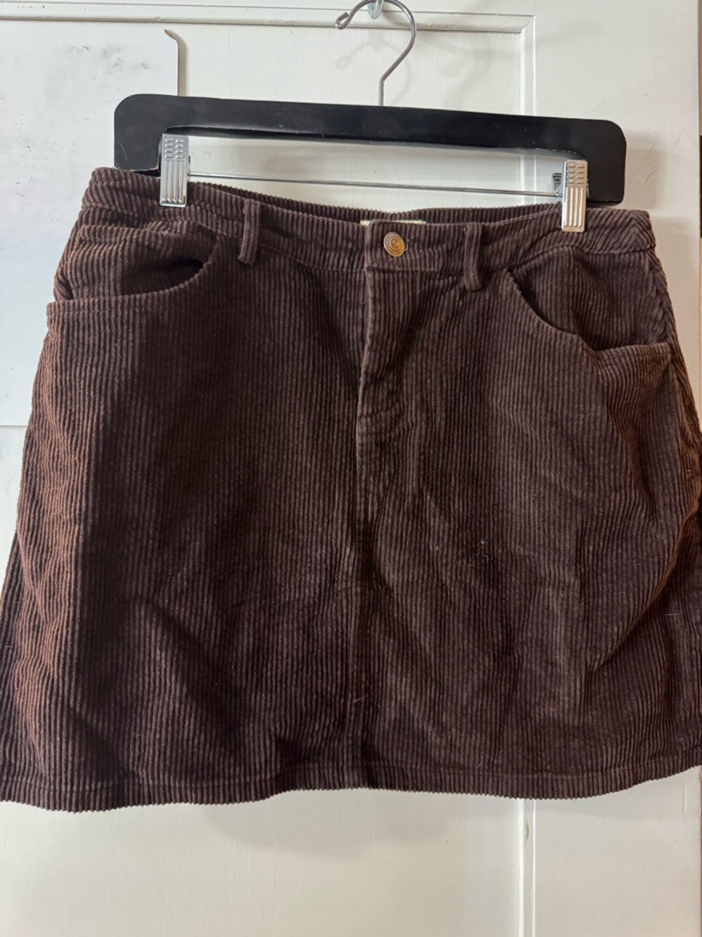 100% Cotton Brown Corduroy Mini Skirt